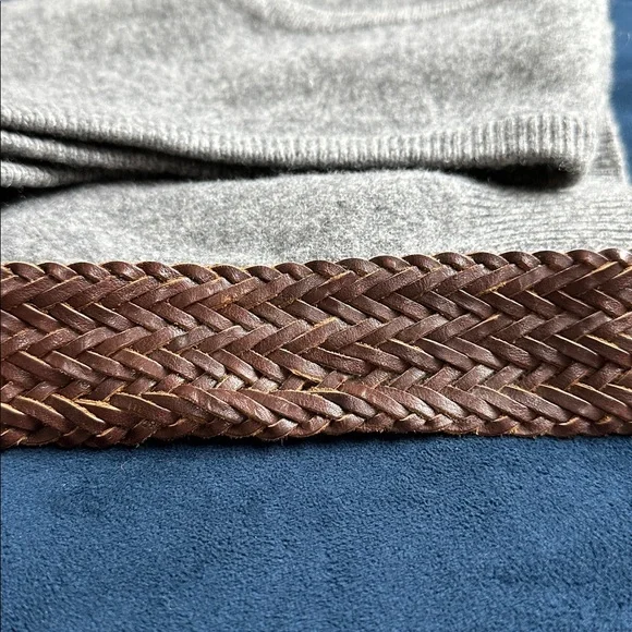 Vintage Braided Leather Belt with Gold brass Buckle - Picture 6 of 7